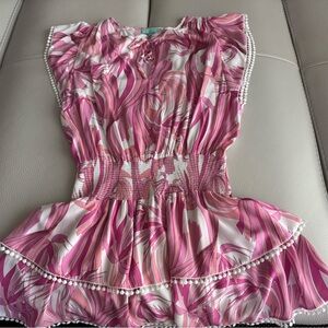 Ramy Brook Pink and White Mini Dress